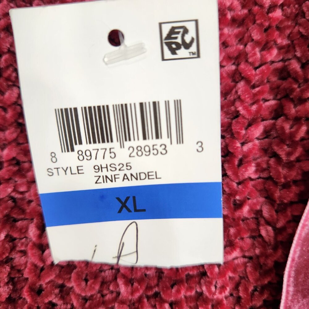 NWT American Rag Hooded Sweater Women's XL Burgundy Maroon Soft Cozy Chenille - Picture 7 of 8